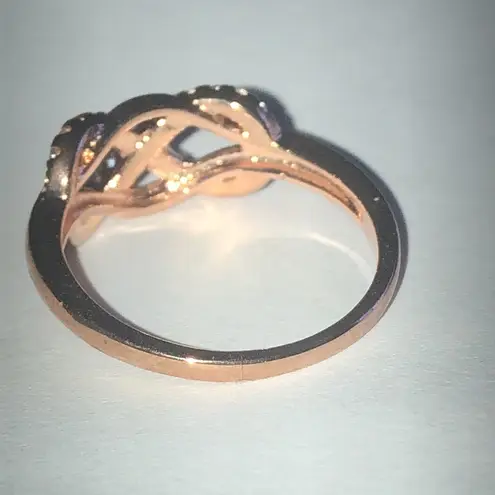 Rose Gold Tone Infinity Ring with Crystals