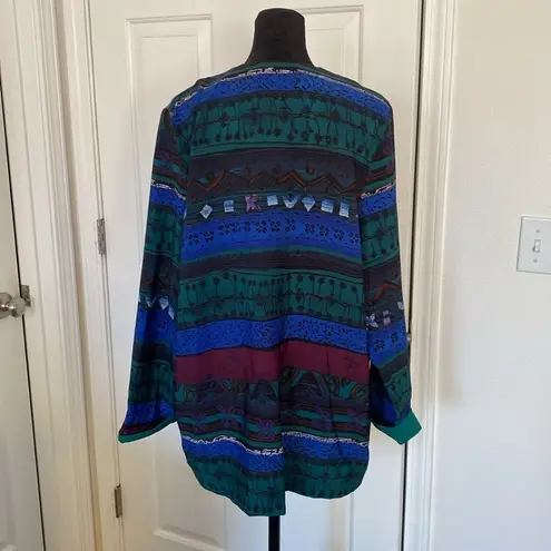 Leslie Belle tropical 80s retro blazer. Blue Size 10P