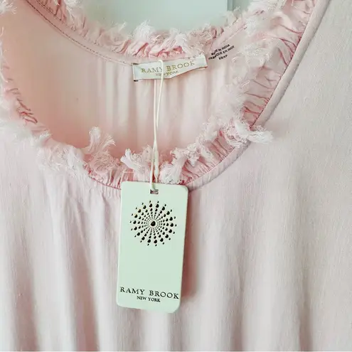 Ramy Brook NEW! Powder Pink Ray Jumpsuit Fringe Neckline Ankle Cuffs Size XS