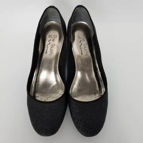 Nina The Touch Of Womens Shimmery Glitter Ballet Flats Shoes Black Slip On 8 X