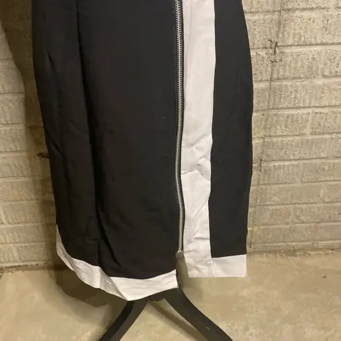 Harvé Benard Harve Benard Signature Black White Short Sleeve Asym Zipper Casual Dress Small - Image 2