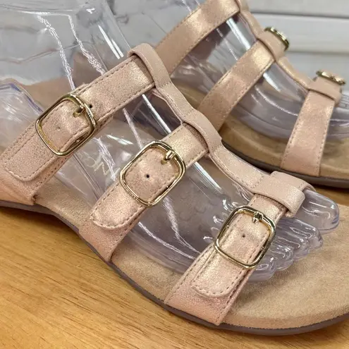 Vionic Misa Strappy Slide Sandal Metallic Rose Gold Womens 8