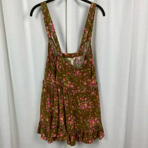 Matilda Jane Brown&Pink Floral On A Whim Ruffle Hem Tank Top Sz.XL NWT