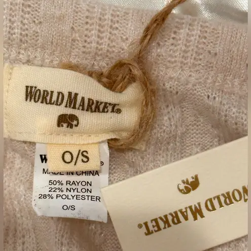 World Market Pointelle Knit Jumpsuit Cardigan Set Ivory Large XL Boho Lagenlook Tan