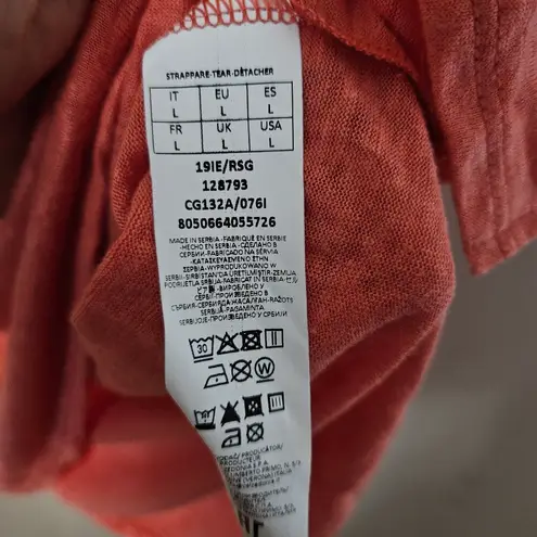 Intimissimi Tank Top Peach Coral Sleeveless Linen Casual Solid Lightweight Pink Size L