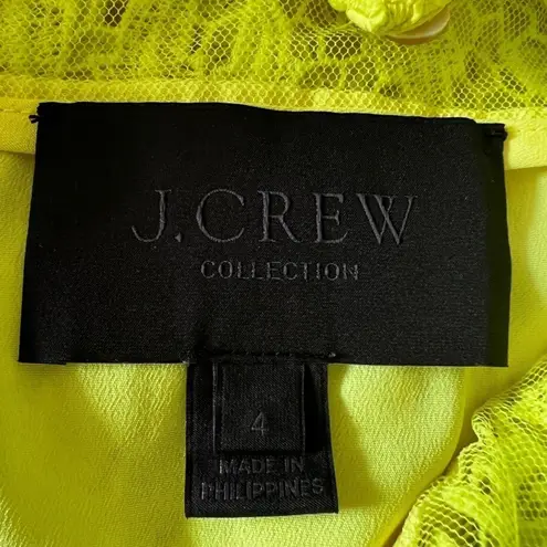 J.Crew  Collection Yellow Neon Lace  Pencil Crew Neck Knee Length Dress Size 4