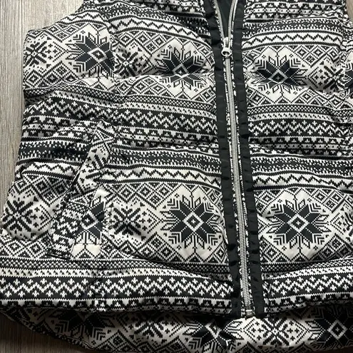 Lands' End Faire Isle Snowflake Down Insulated Puffer Vest Black Size undefined