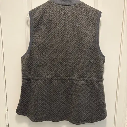Ruby Rd Gray Quilt Look Vest with Drawstring at Waist Size Large EUC
