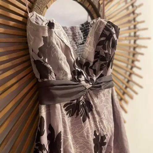 Moulinette Soeurs Anthropologie Strapless Lavender Printed Dress w/ sash Sz4