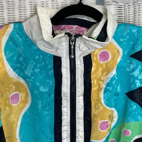 Vintage 80s 90s East West Geometric Windbreaker Jacket Colorblock Nylon Retro M White Size M