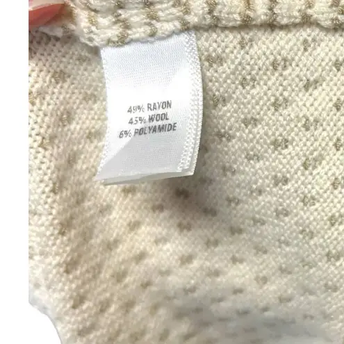 St. John Cream Ivory Stripe Knit Zip Front Sweater Jacket Size XL **Flawed