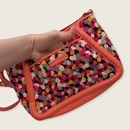 Vera Bradley Trimmed Trapeze Pixie Confetti Orange Polka Dot Small Crossbody Bag
