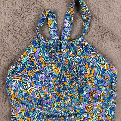 NWT Sunsets Pansy Fields Elsie Tankini Top Floral 2 Way Wear 36E/34F/32G Beach Size XS