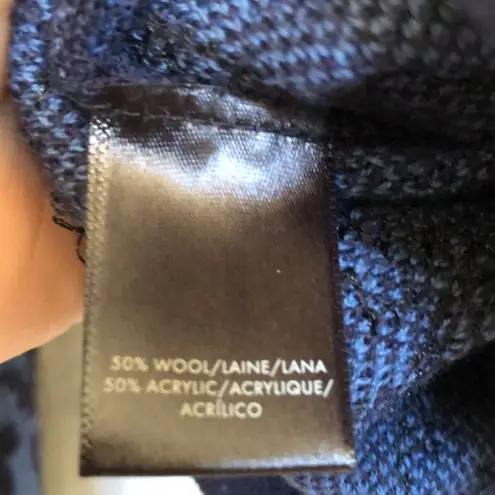 Ann Taylor  Women's Sequin Houndstooth Wool Navy Blue Sweater size XS‎