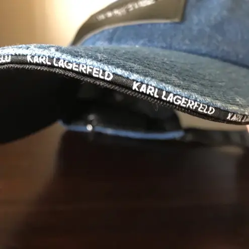 Karl Lagerfeld Denim Baseball Cap With Logo Keychain, NWT