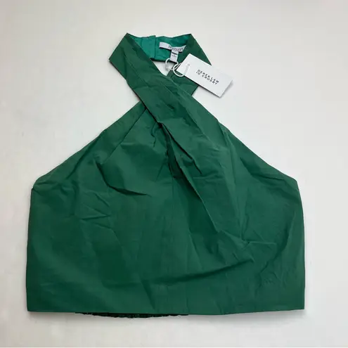 Derek Lam  10 Crosby Chaya Crop Top Halter‎ Size 8 Jade Green Smocked Back NEW