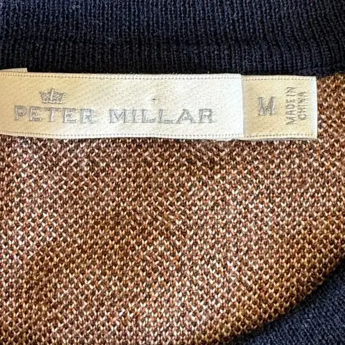 Peter Millar Trendy 100% Merino Wool Leopard Print Ribbed Navy Blue SZ M #2291