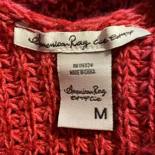 American Rag  Dark Pink Knitted Long Sleeve Chunky Cable Knit Sweater Sz Medium