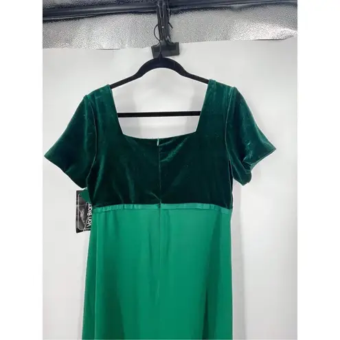 NWT VTG Von Bramlett Velvet Satin Emerald Green Formal Maxi Dress Gown size 10 Green
