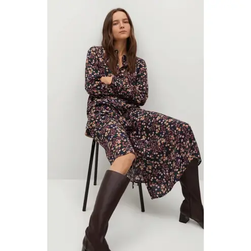 MANGO Flowy Floral Printed Maxi Dress. Size 6 Black