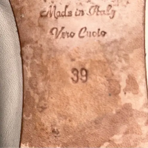 Gianluca Pisati Women’s 39 8.5 Cream Studded Buttery Soft Leather Ballet Flats Silver