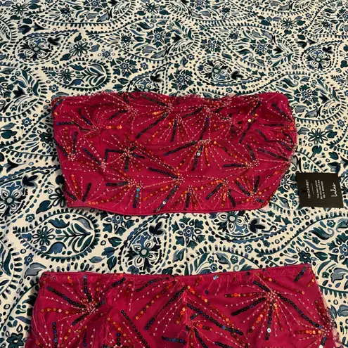 Lulus NWT  Cue the Glitter Magenta Sequin Beaded Two-Piece Maxi Dress Size XL - Image 8