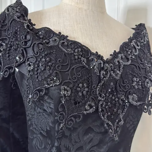 Scott McClintock vintage bedazzled jacquard goth pencil dress Black Size 10