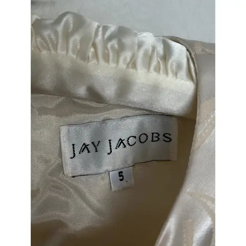 NWT VIntage S Cream Jay Jacobs Satin Jacquard Floral Tulip Mini Dress Sleeveless Size undefined