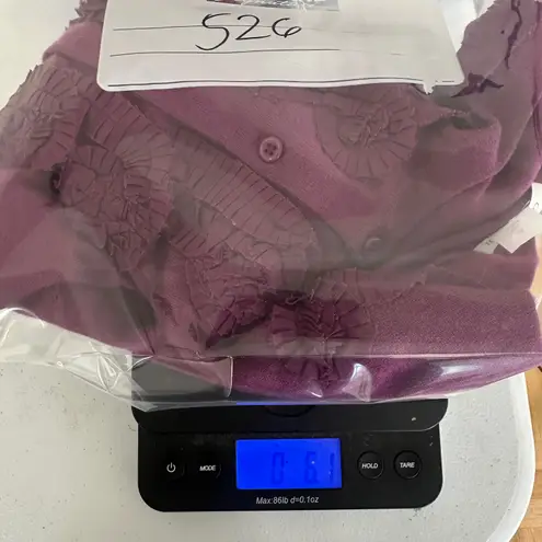 Garnet Hill Silk Merino Wool Cashmere Ruffle Cardigan Boho Women Medium Purple