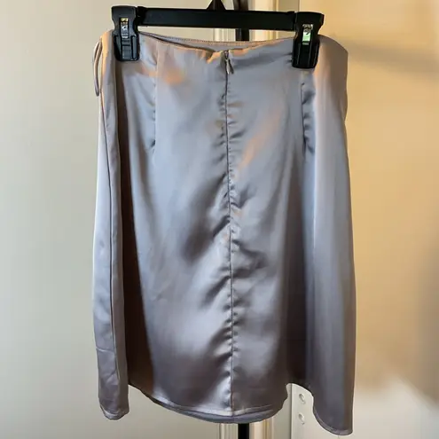 Missguided 13. Satin Silver Mini Wrap Skirt Size 6