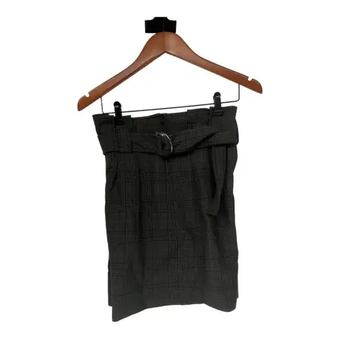 Ganni Gray Glen Plaid Belted Paperbag Kalamata Suiting Shorts Size 38 NWT