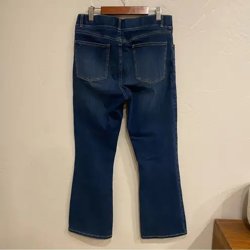 Betabrand Yoga Denim Bootcut 4 Pocket Pull On Jeans in Dark Wash