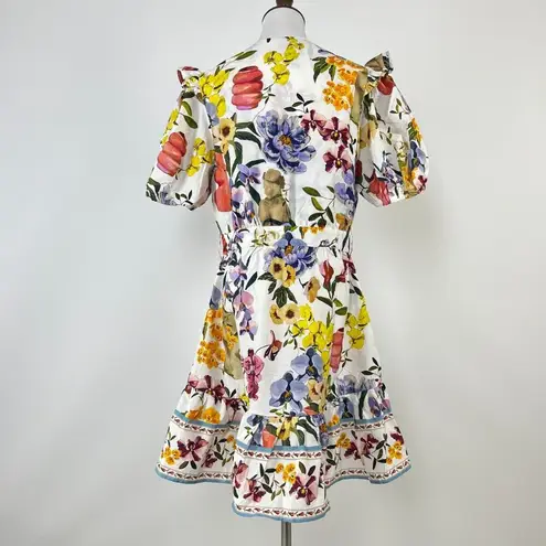 Farm Rio NWOT  Floral Ruffles Greek Garden Off-White Mini Dress Size XL