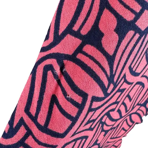 Motherhood Maternity Navy Blue Pink Short Sleeve Jersey Knit Wrap Dress Size S