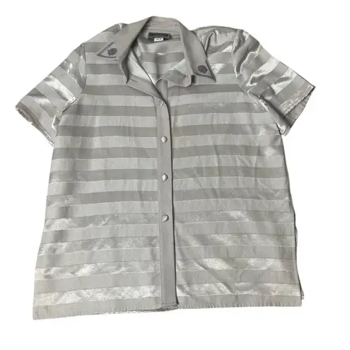 VINTAGE Taupe Pantsuit 3 Piece Pants Tank Shirt Sleeve Over Shirt Size XL