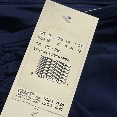 Profile by Gottex Palm Springs SZ 16 Swim Skirt Side Slit Ruffled UPF 50+ Blue