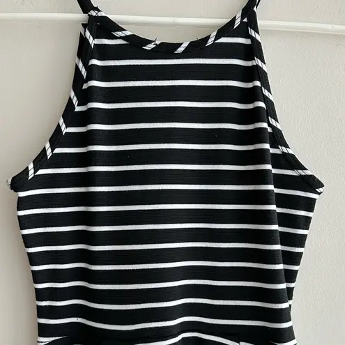 Soprano Black and White Striped Fit & Flare Dress, Halter Dress, Size XS