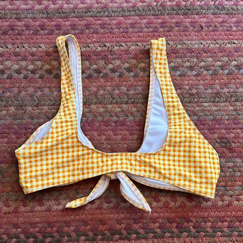 YELLOW GINGHAM COUNTRY TIE FRONT SWIM TOP