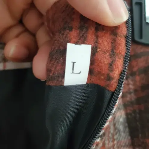 Women's Plaid Wool Straight Pencil Skirt Size L Orange Size L