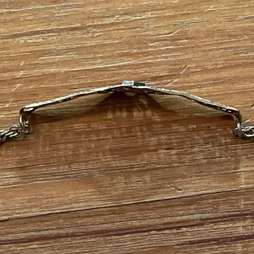 Vintage 12K Gold Filled Filigree Bar Rope Chain Bracelet with Center Diamond