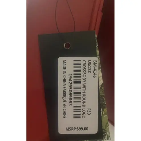 Badgley Mischka NEW Studio Crossbody Purse Red Silver Rope Chain Vegan Leather