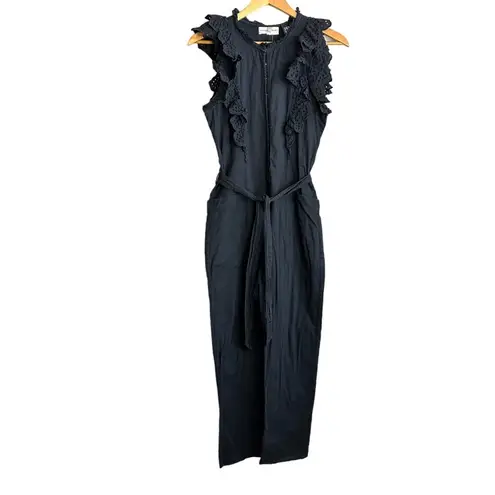 Apiece Apart Limon Eyelet Ruffle Black Jumpsuit Womens 2