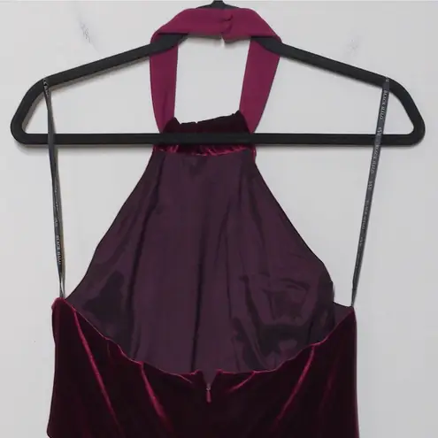 Black Halo Eve Dress Burgundy Halter Sleeveless Bow Velvet USA Gown 12