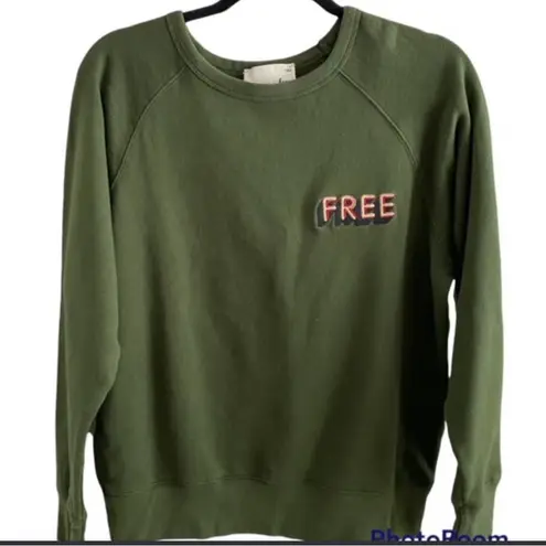 Wilfred Aritiza Free Airy Fleece Boyfriend Crew Size Large Forest Green Outdoor
