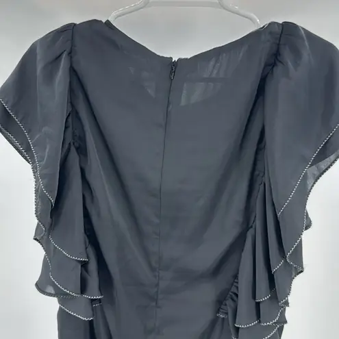 MM Couture Elegant Black Ruffle Sleeve Dress party HOCO L Miss Me metallic