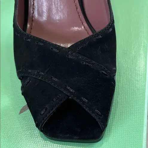 Elegant Suede Black Peep Toe Heels by V.O.Z Size 8