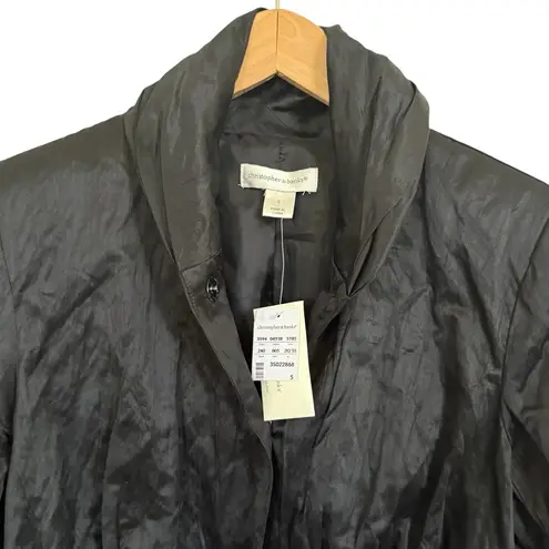 Christopher & Banks NWT New Black Crinkle Cotton Blend Jacket Women’s Size S