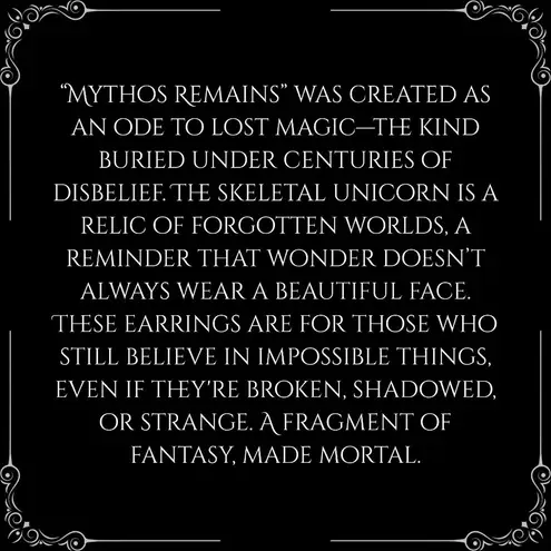 Handmade Gothic Victorian “Mythos Remains” Skeleton Unicorn Cameo Earrings