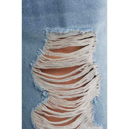 PTCL Neve Ripped High Waist Long Baggy Denim Shorts NWT Size 26 Blue