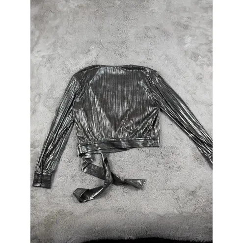 Ted Baker  London Elwiira Gathered Metallic Wrap Top‎ Party Blouse Formal XS $209